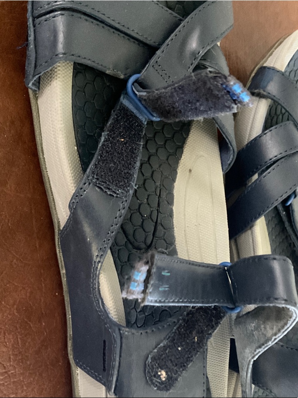BareTraps Navy and Light Gray Strappy Comfort Sandals - Picture 6 of 9